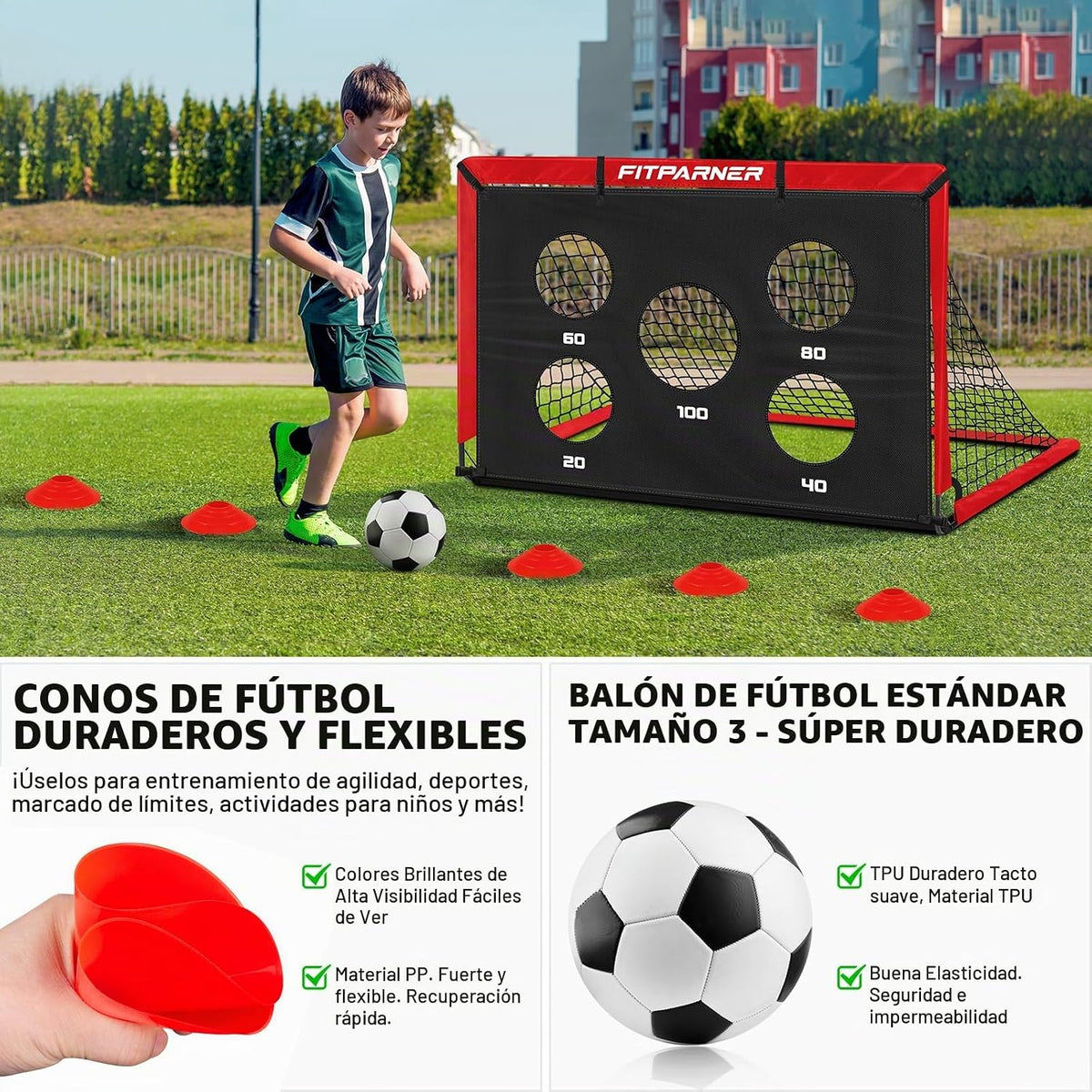 FITPARNER Portería de fútbol, portería de fútbol para niños en el p...