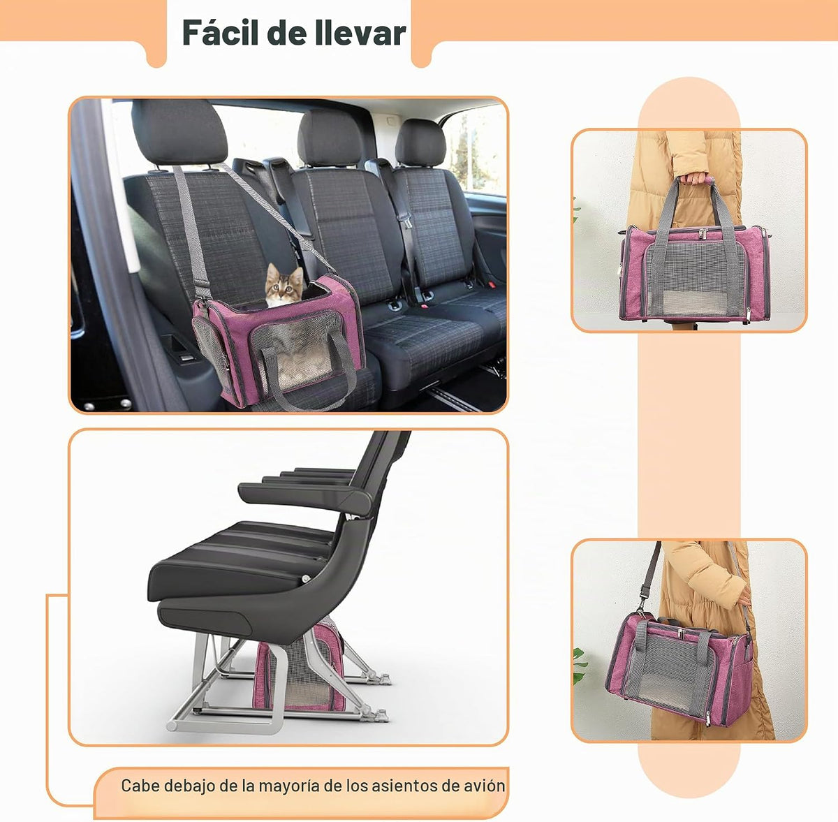 Mr. Pen - Transportador para mascotas, rosa, transportador de lados...