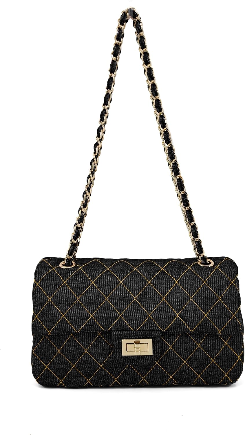 M-ioi-M Bolsos cruzados acolchados de mezclilla para mujer, bolsos...