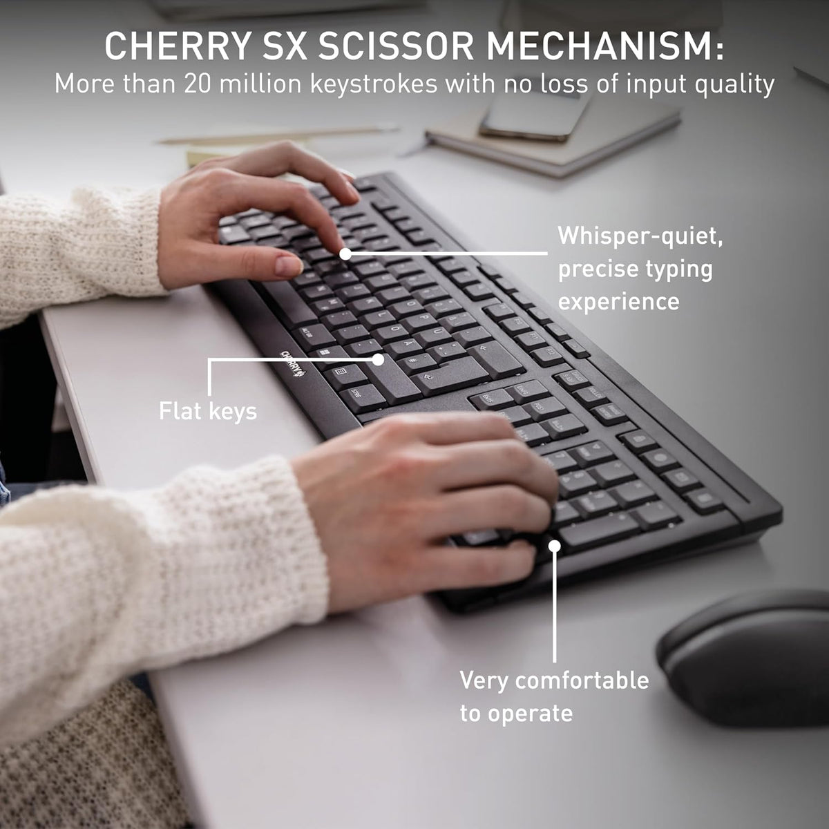 CHERRY Stream Desktop Recharge, combo de teclado y mouse inalámbric...
