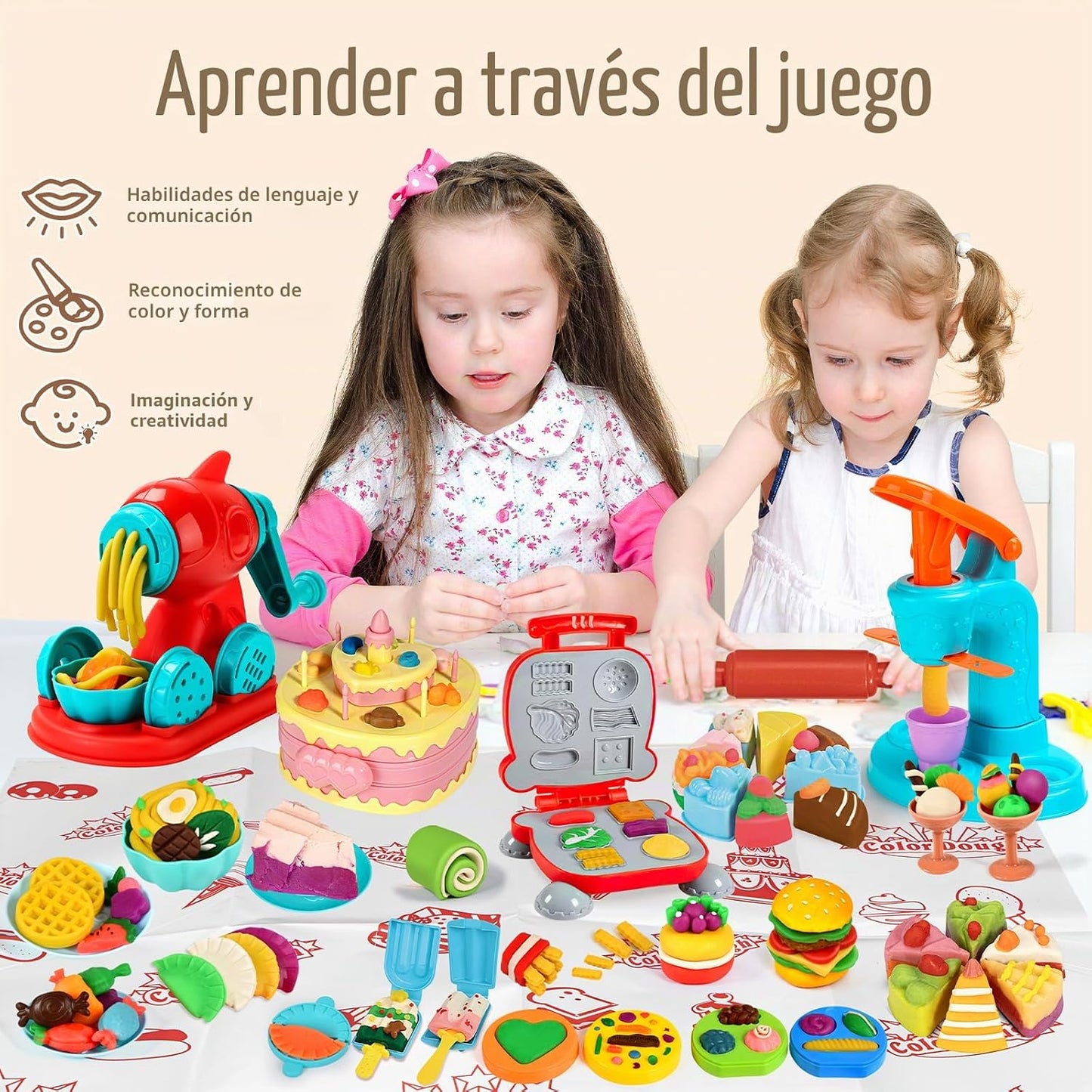 Aprilwolf 70 piezas juego de masa 4 en 1 para niños de 3-4-8 años,...