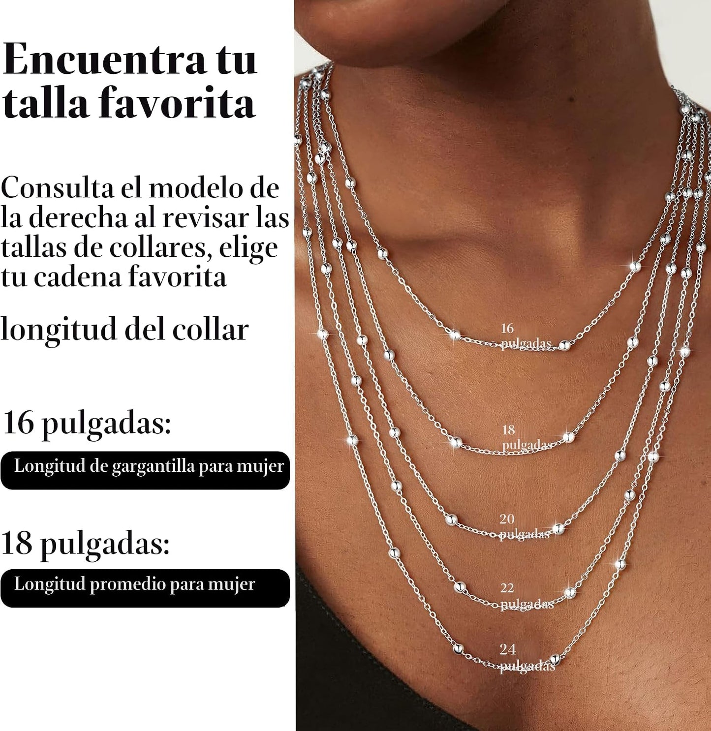 IEFWELL Collar de cadena de plata de ley 925 maciza para mujer, cad...