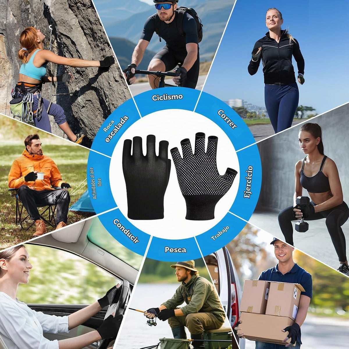 KkaFFe Guantes de trabajo ligeros para hombres y mujeres con medio...
