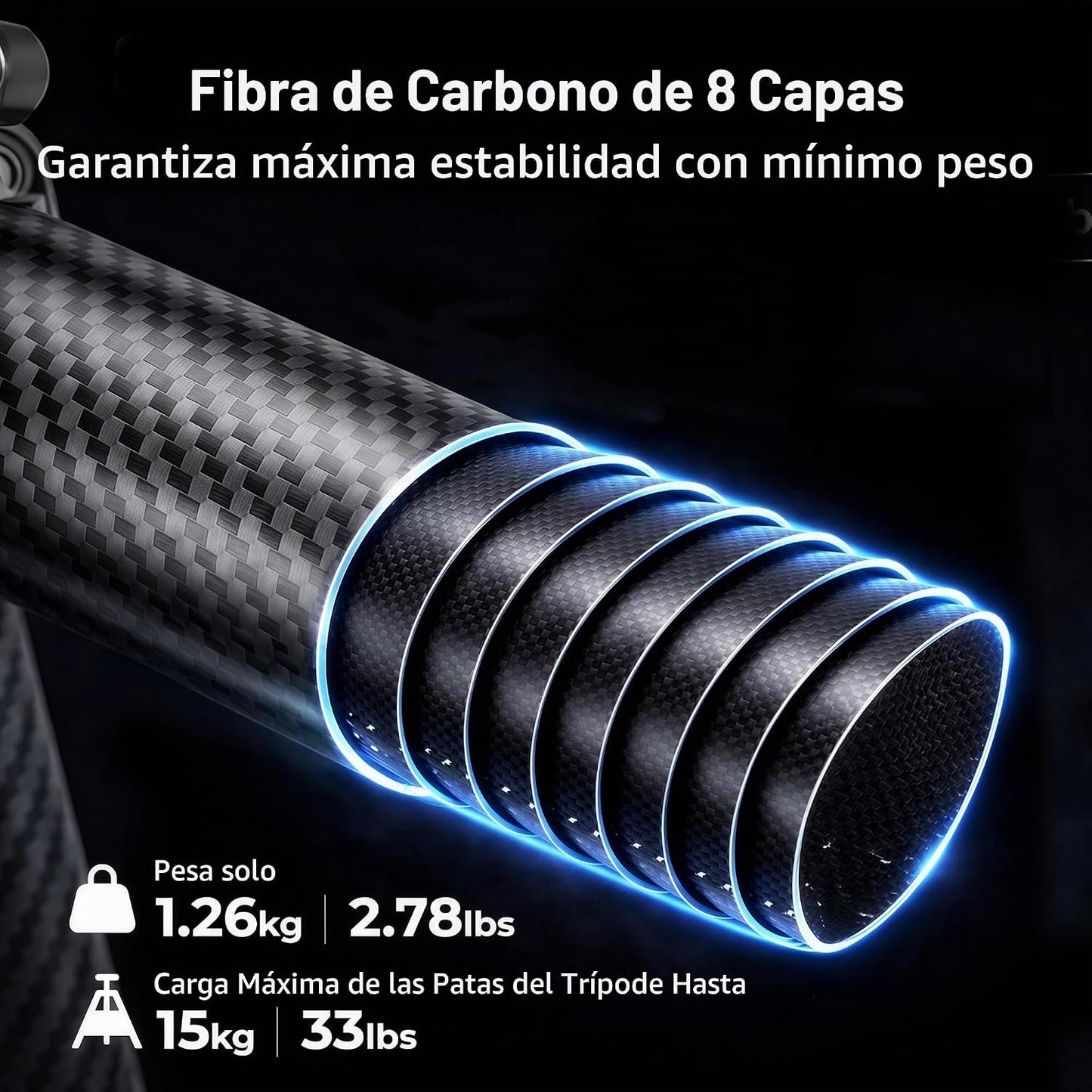 SmallRig Trípode de cámara de fibra de carbono de 160cm\/62.6'&...