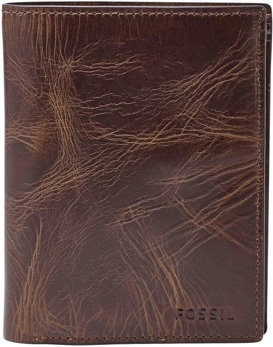 Fossil Billetera plegable de cuero con bloqueo RFID de gran capacid...