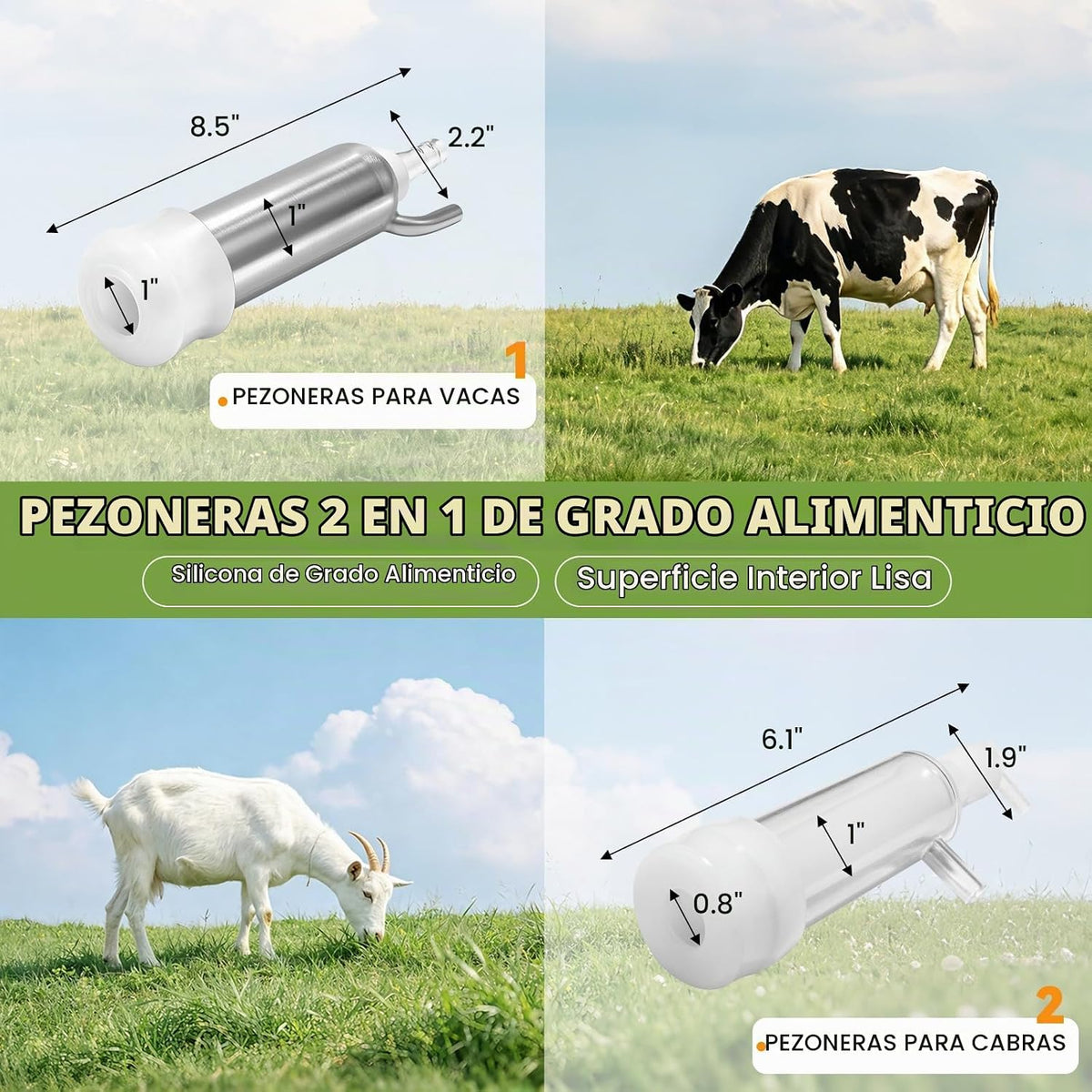 Proshine Ordeñadora de cabra 2 en 1 7L, ordeñadora eléctrica de pul...