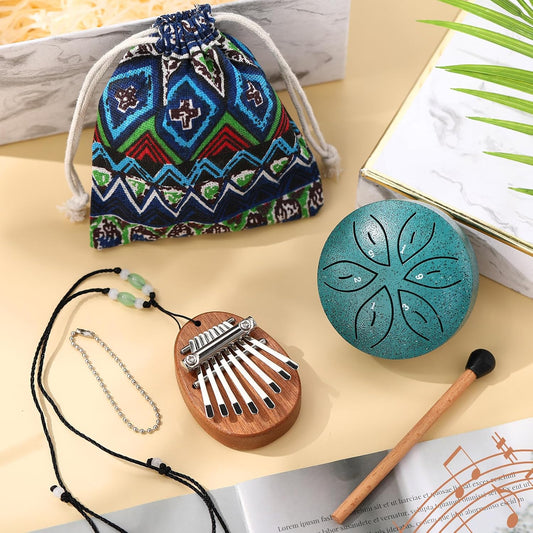 Maasechs - Juego de 2 tambores mini para kalimba y lengua, 8 teclas...