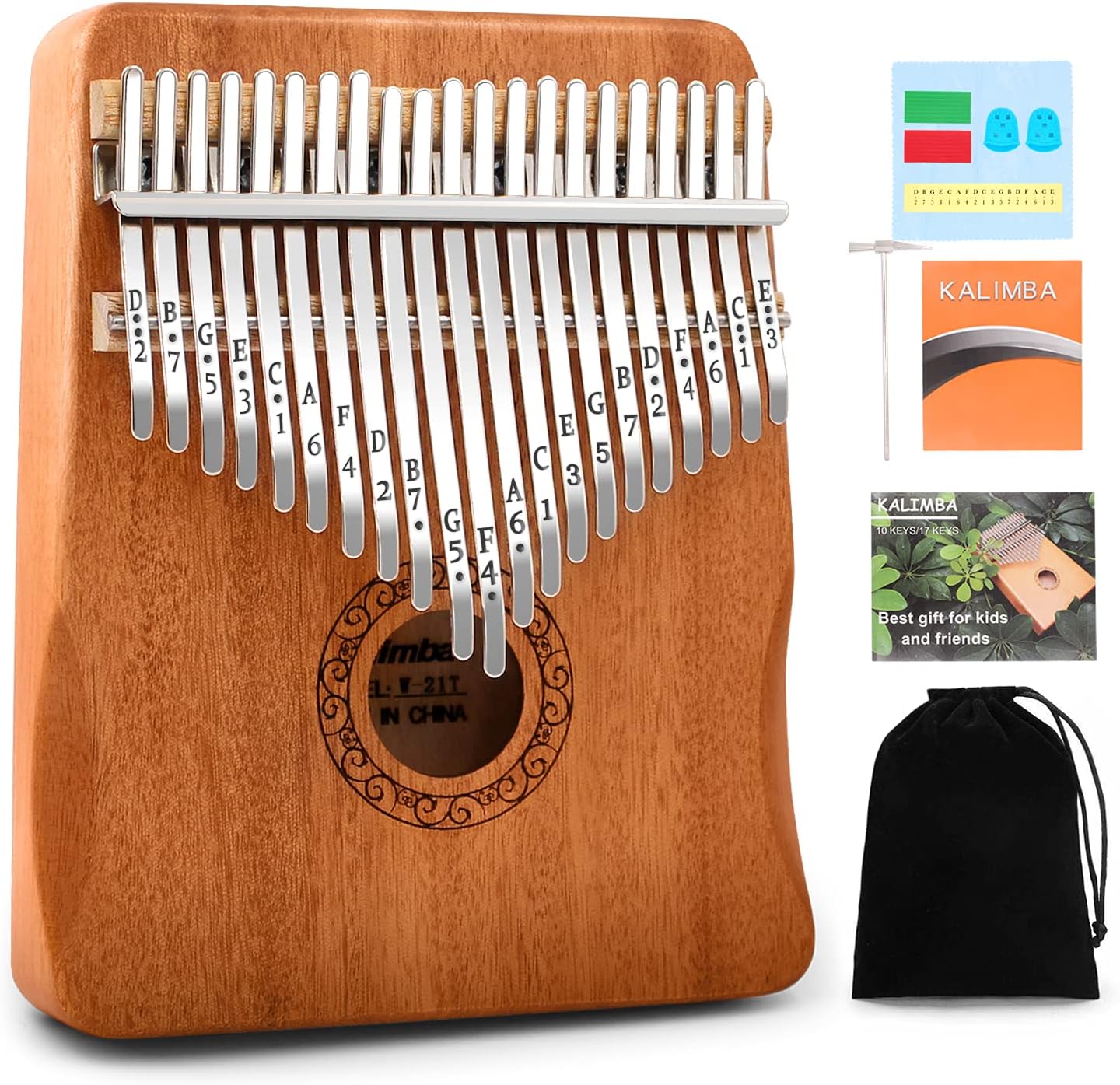 Kalimba - Piano de pulgar, YUNDIE Potable de 17 teclas Mbira Finger...