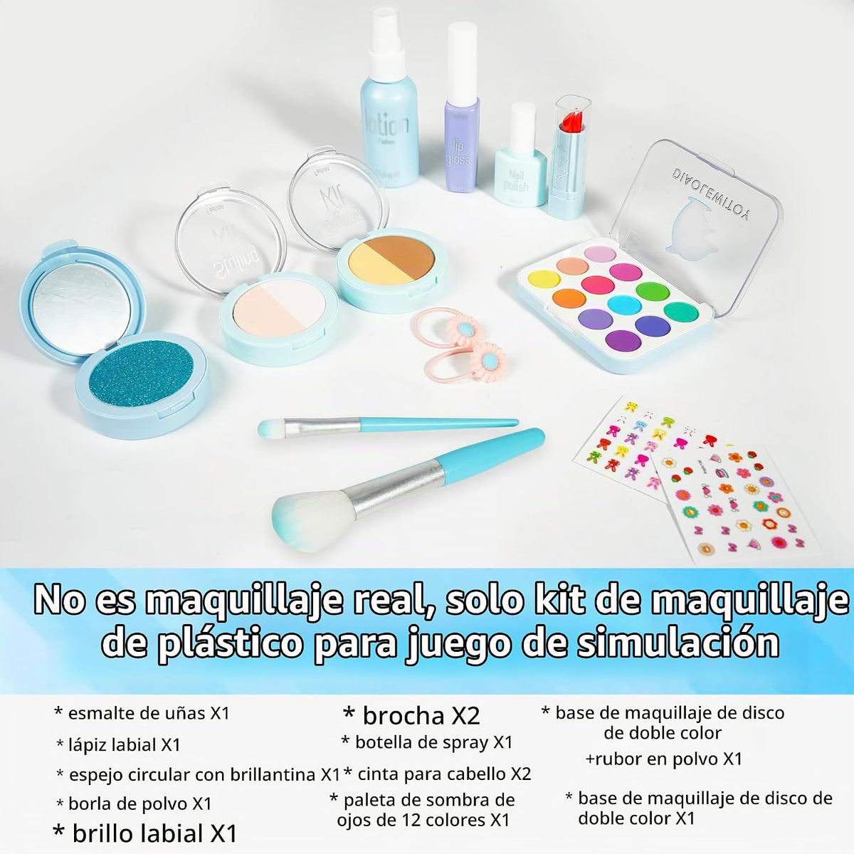 DIAOLEWITOY Kit de maquillaje de simulación para niñas, niños peque...