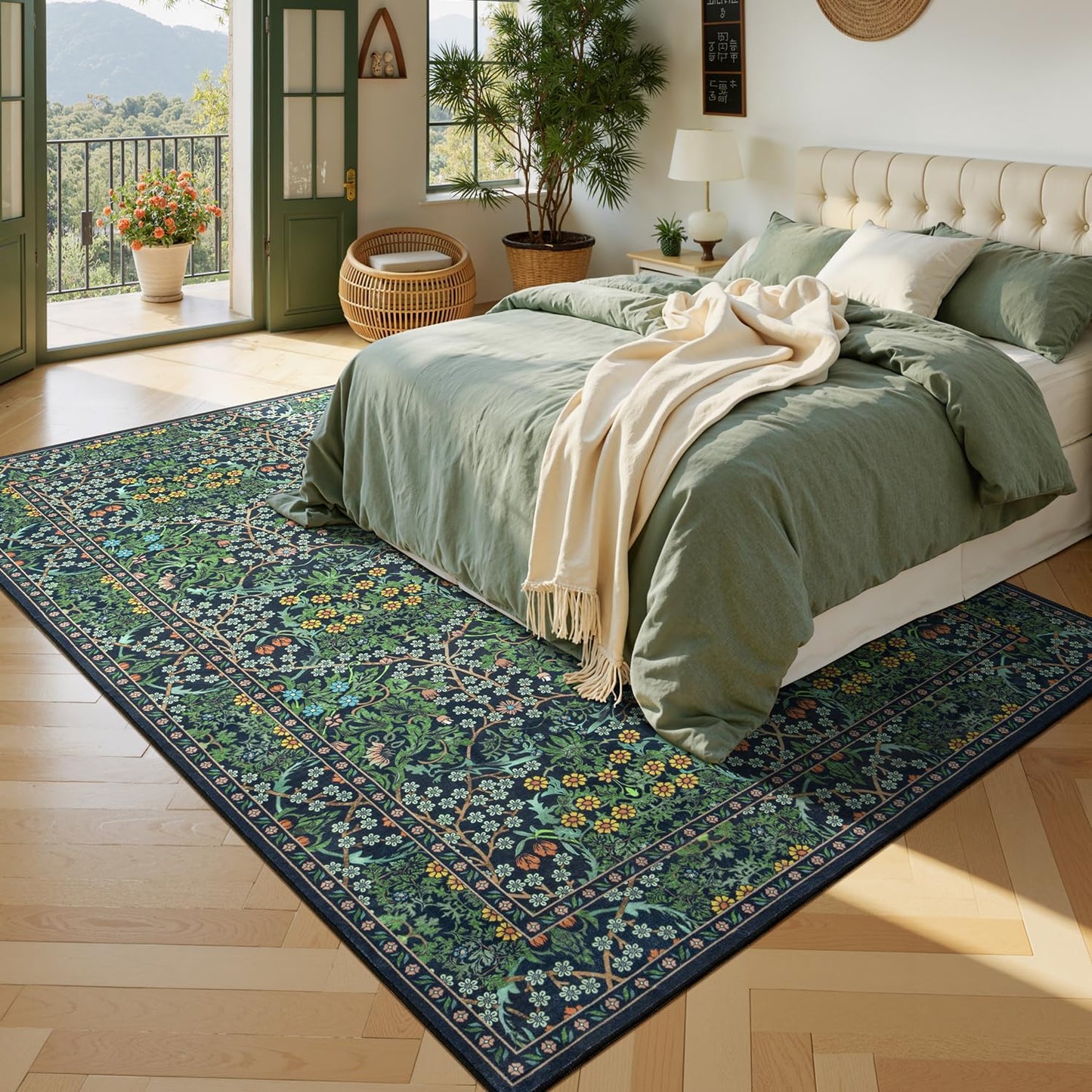 Lessymo Alfombra Floral para Sala de Estar 8x10 pies, Alfombras de...