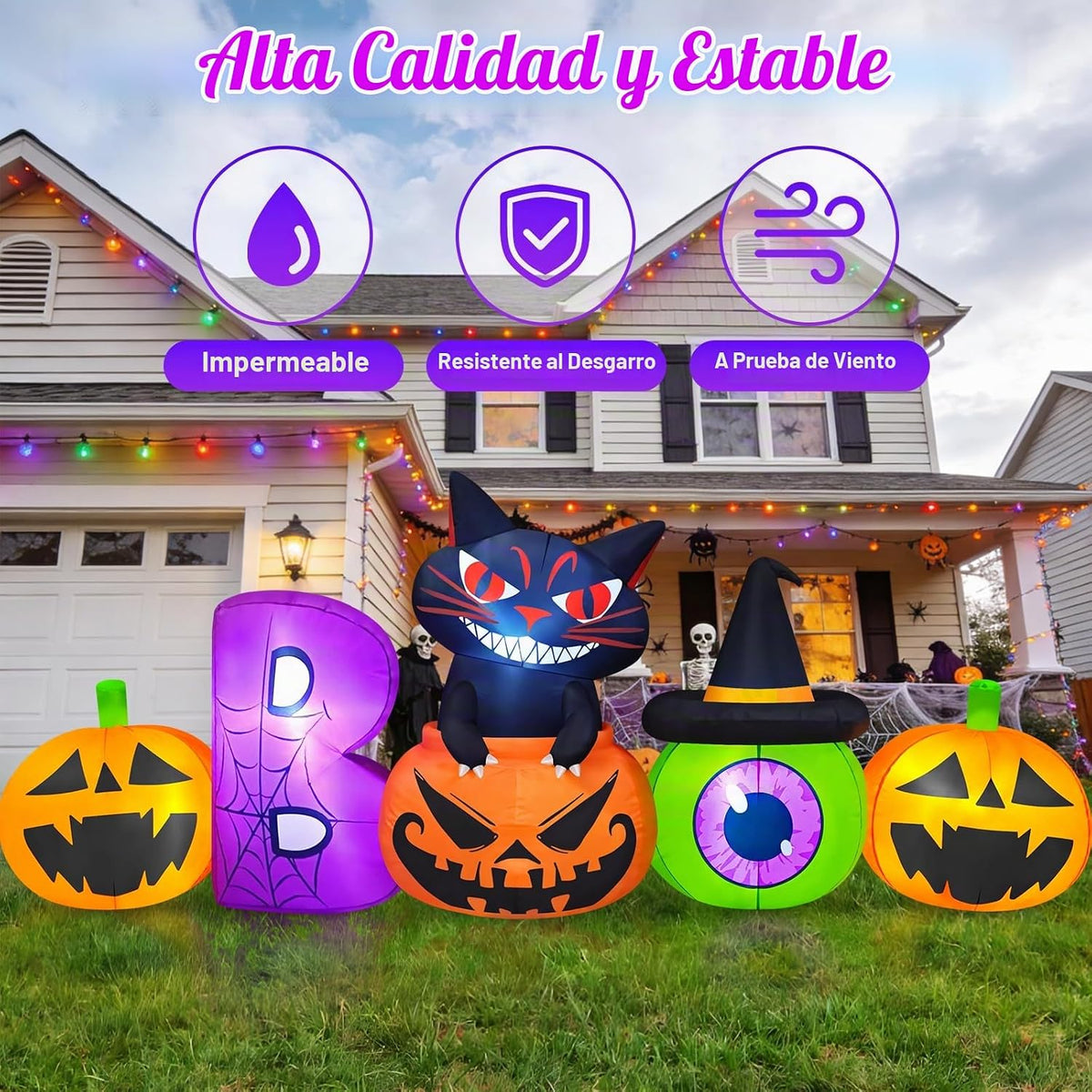 Danxilu Calabaza inflable de Halloween de 8 pies con decoraciones a...
