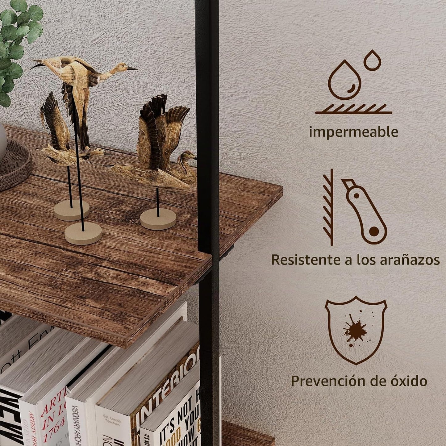 Wolawu - Estantería de escalera de 4 niveles, estantería industrial...