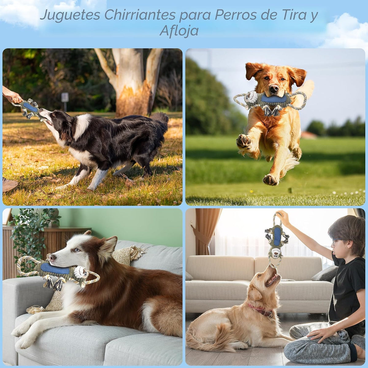 BUYPOW Juguetes de peluche divertidos para perros masticables, jugu...