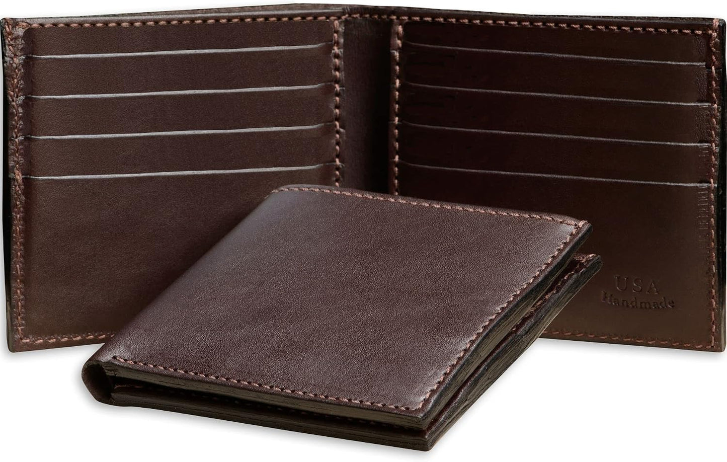 Billetera plegable de cuero de grano completo premium para hombre,...