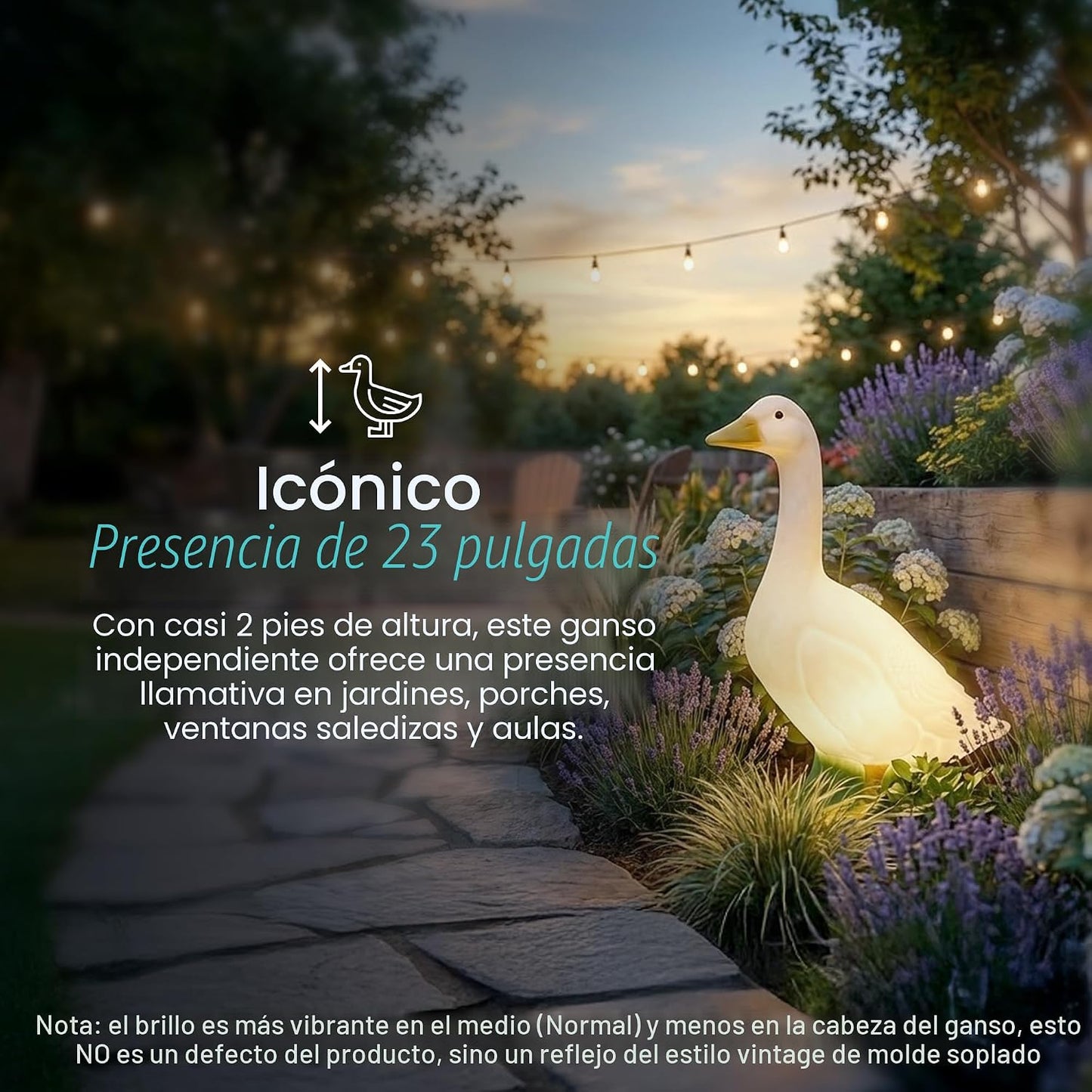 Union Products - Estatua de jardín y césped de ganso iluminado, 23...