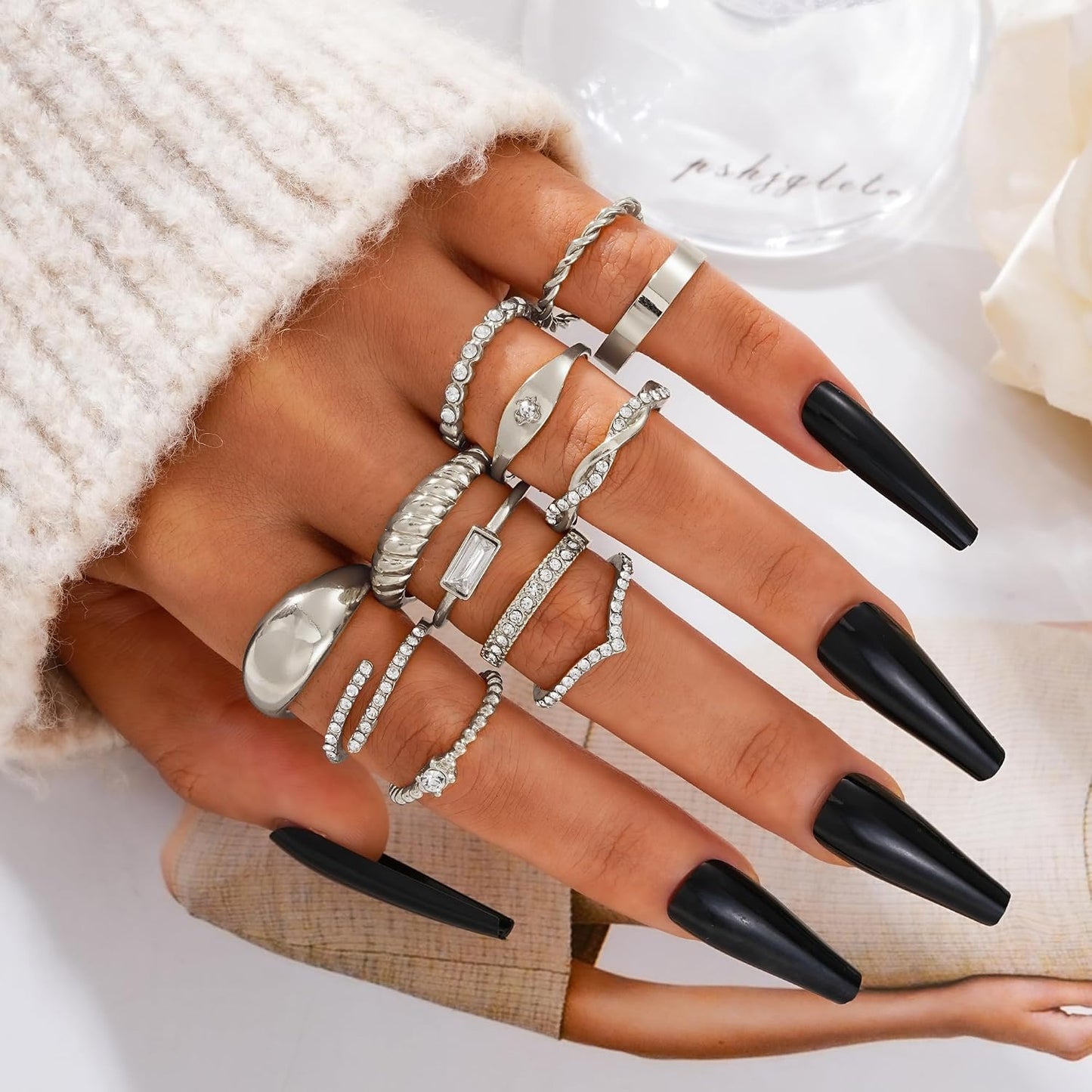 FAXHION Juego de 25 anillos apilables de oro para mujer, anillo de...