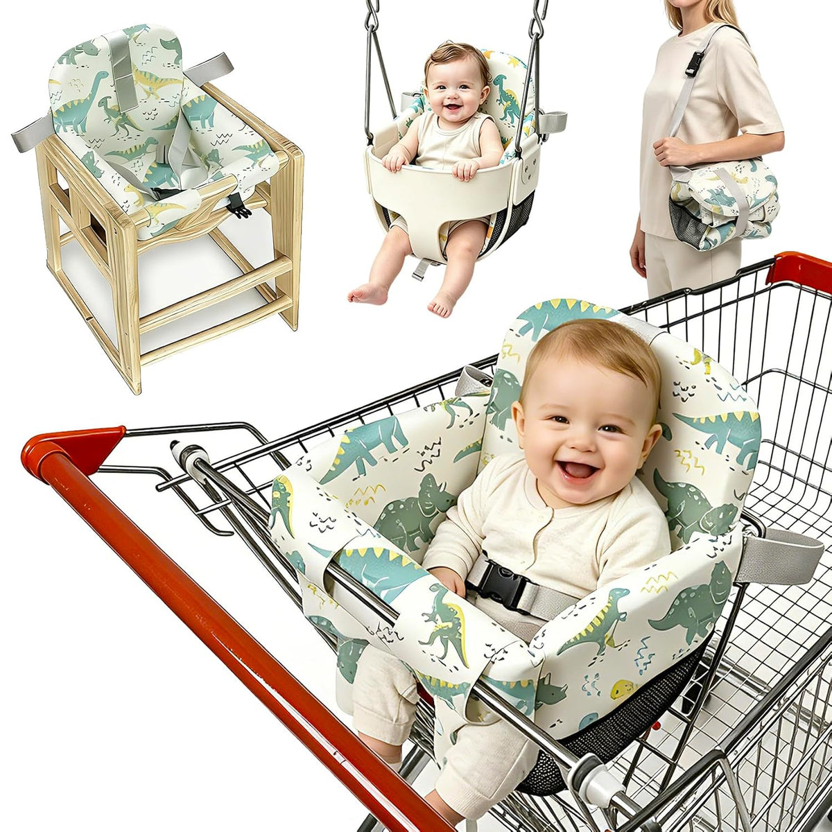 Funda de asiento de carrito de compras para bebé niña y niño, funda...