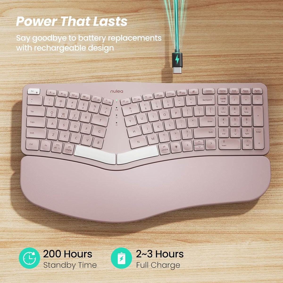 Nulea RT05 Teclado ergonómico inalámbrico, teclado dividido con rep...