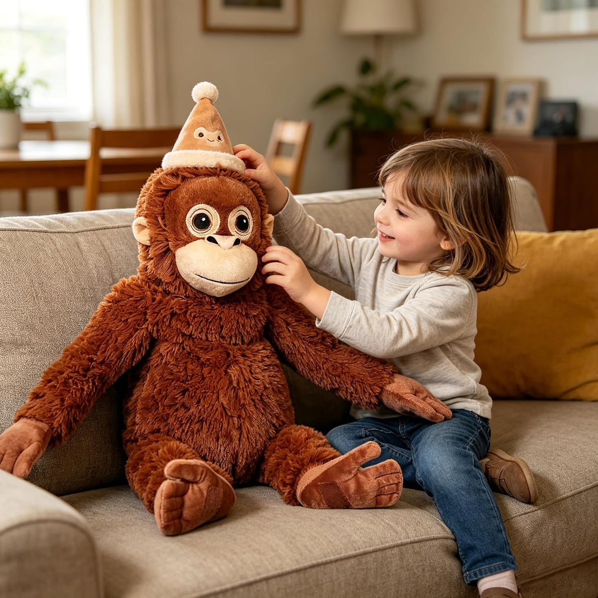Peluche de mono, gorila de peluche, regalos para niños, cumpleaños,...