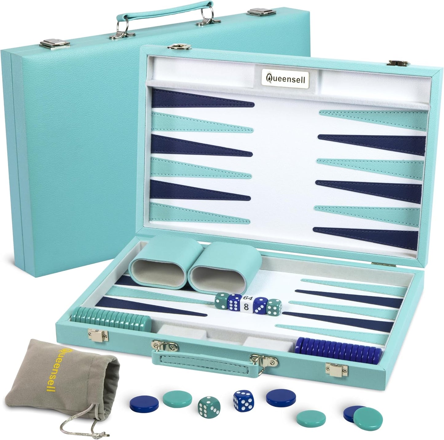 Juego de backgammon grande turquesa para adultos, juego de mesa clá...