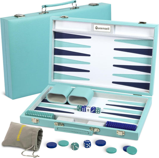 Juego de backgammon grande turquesa para adultos, juego de mesa clá...