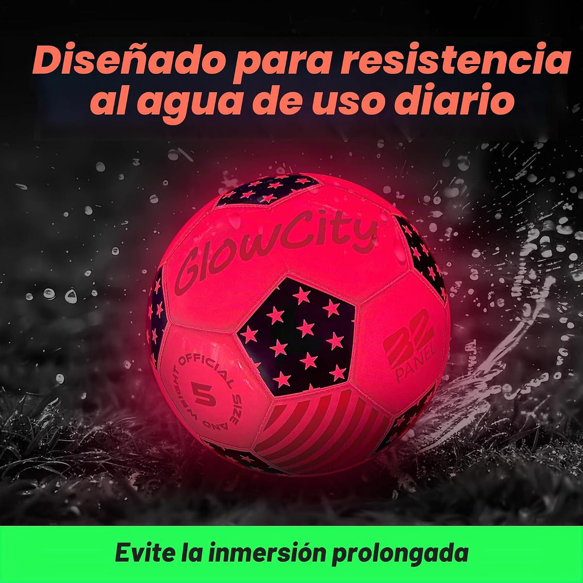 GlowCity Balón de fútbol que brilla en la oscuridad - Tamaños 3, 4,...