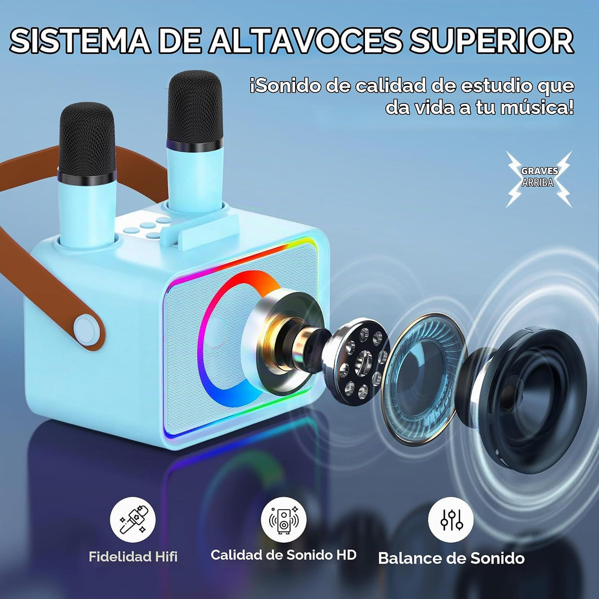 Máquina de karaoke para niños y adultos, altavoz Bluetooth portátil...