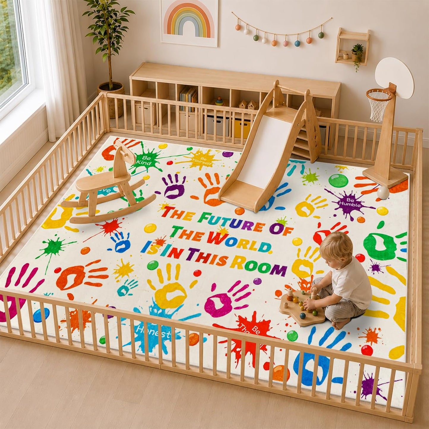LTKOUGFAM Alfombra colorida para niños, alfombra lavable para niños...