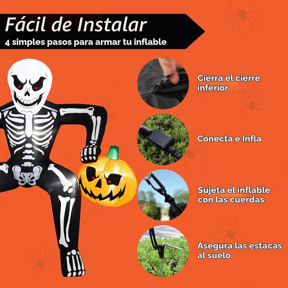 JOYIN - Esqueleto inflable de Halloween de 8.5 pies, esqueleto infl...