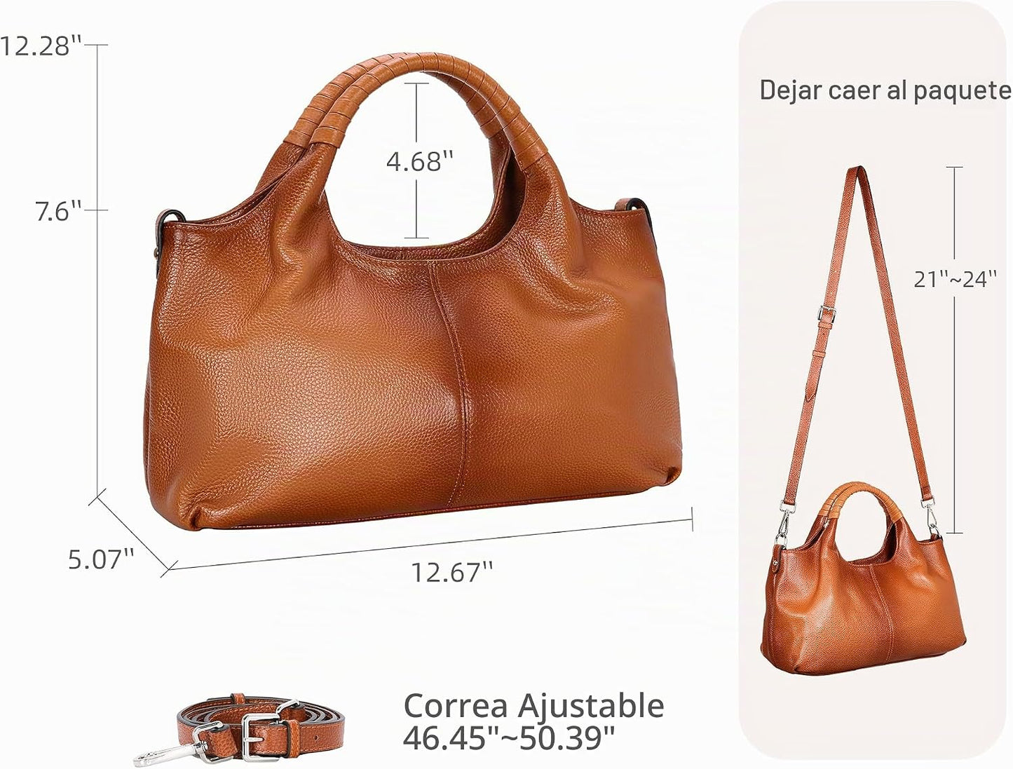 Iswee Bolsos de hombro de cuero genuino, bolsos y bolsos para mujer...