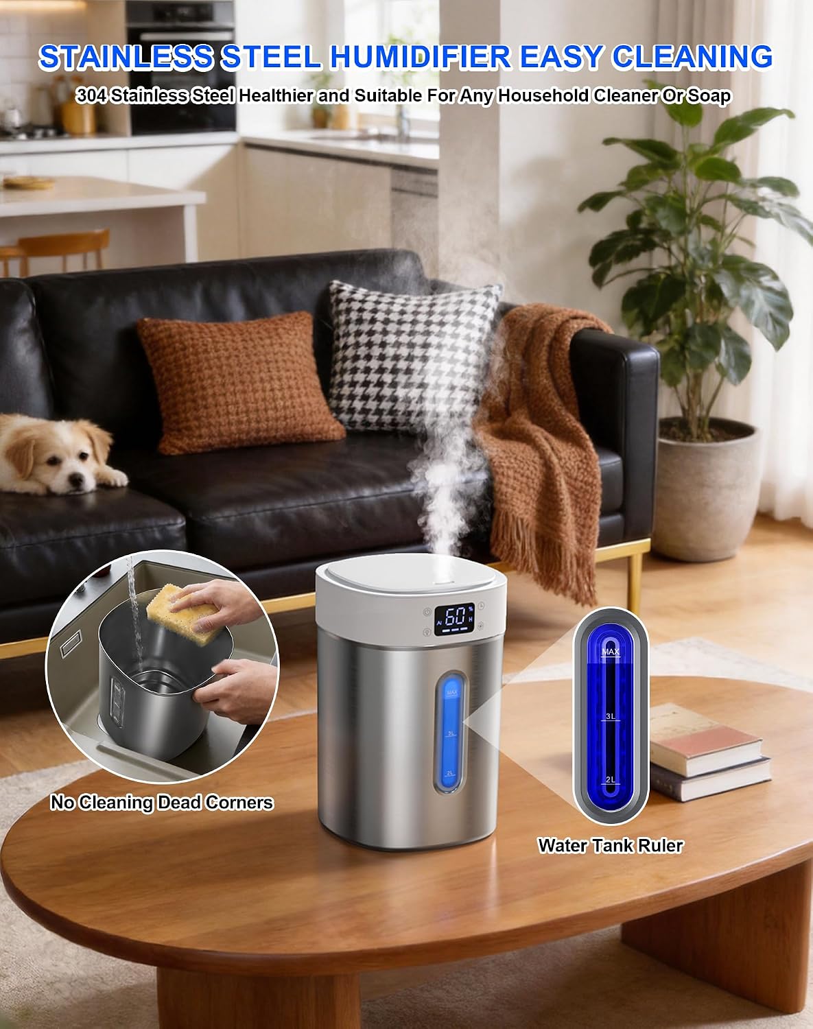Humidificadores de acero inoxidable para dormitorio, habitación gra...