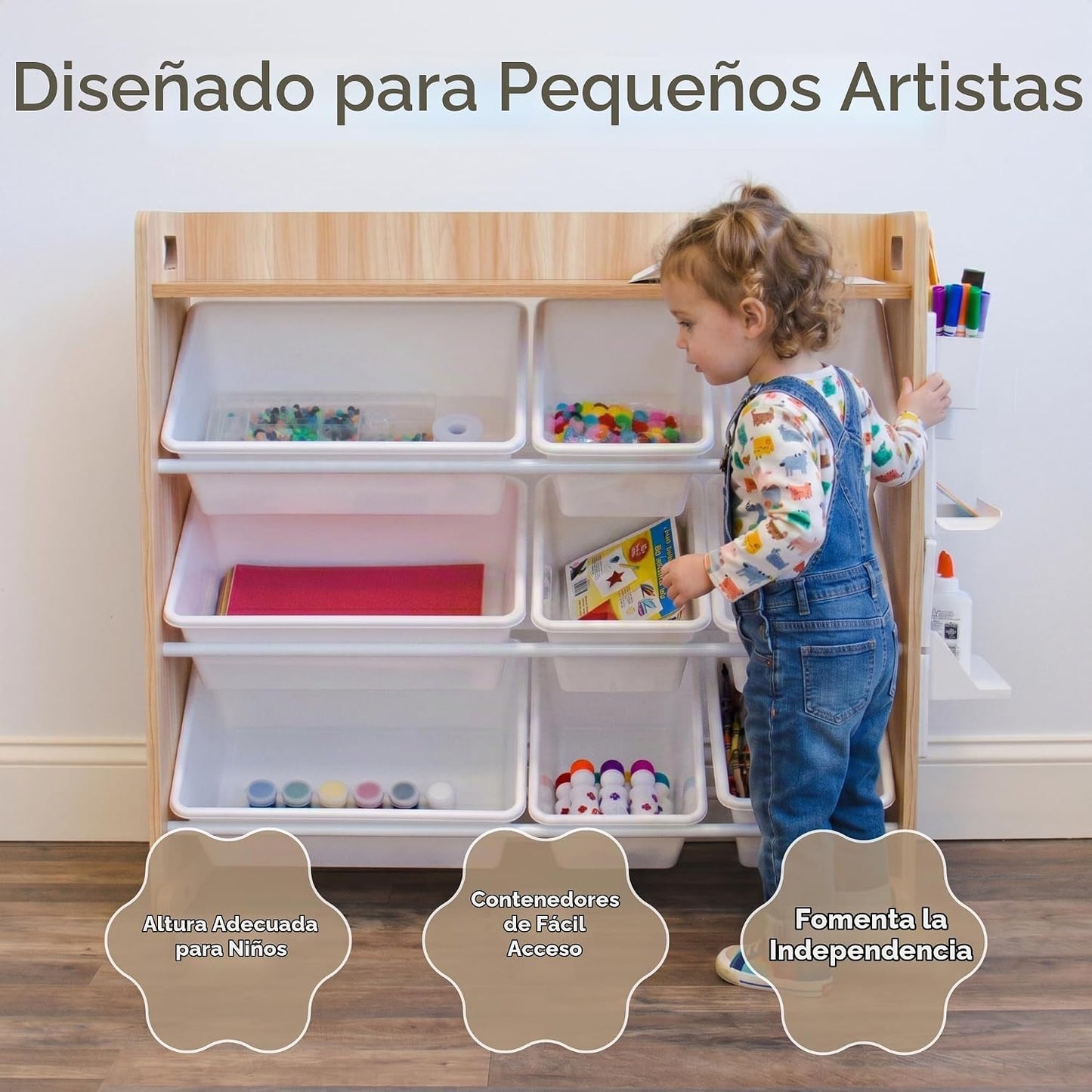 Humble Crew Organizador de juguetes para niños con estante de exhib...