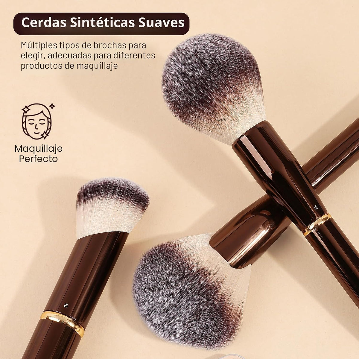 MAANGE Juego de 16 brochas de maquillaje profesionales para base, p...