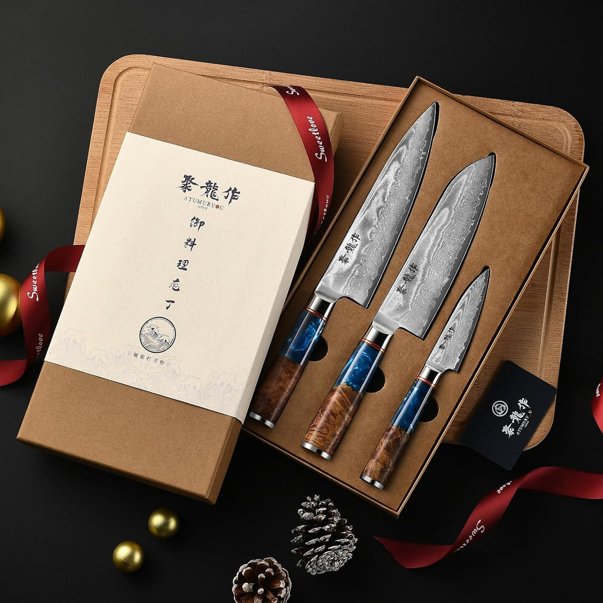 Atumuryou JPCK Juego de cuchillos de chef japonés