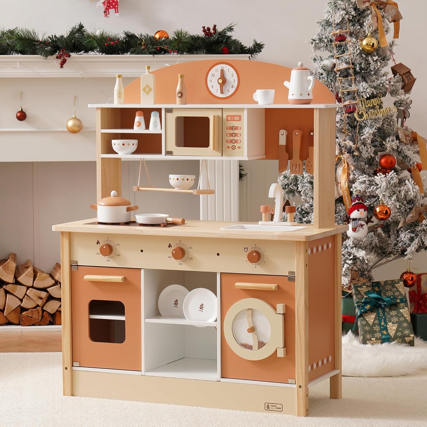 ROBUD Cocina de Juguete de Madera para Niños Pequeños, Set de Cocin...