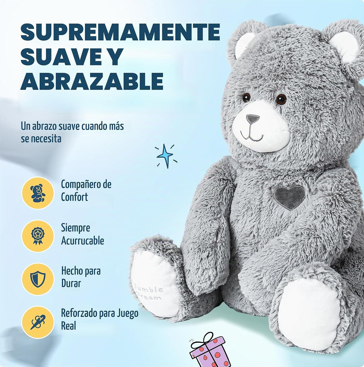 Jumble Dream Peluche de oso con peso, animal de peluche sensorial d...