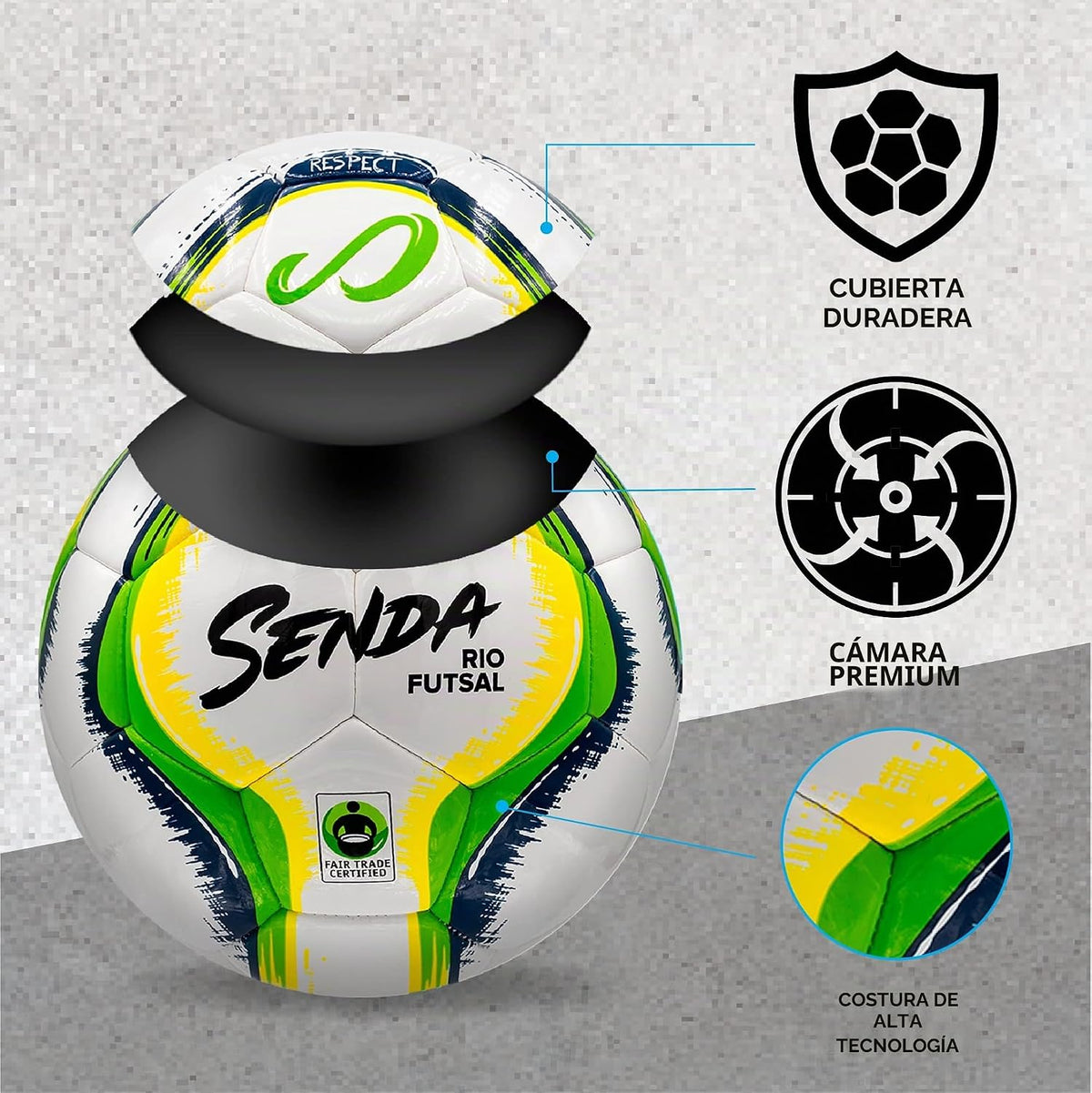 Senda Rio Premium Training Balón de fútbol sala de bajo rebote, cer...