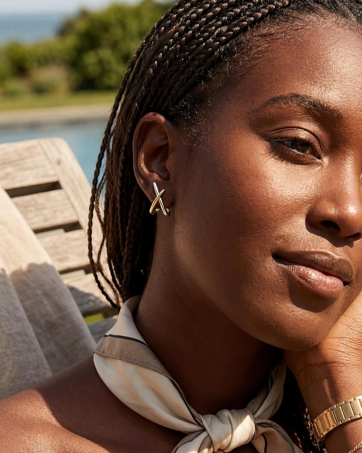 Aretes de oro para mujer, modernos, aretes de tuerca de oro de 14 q...