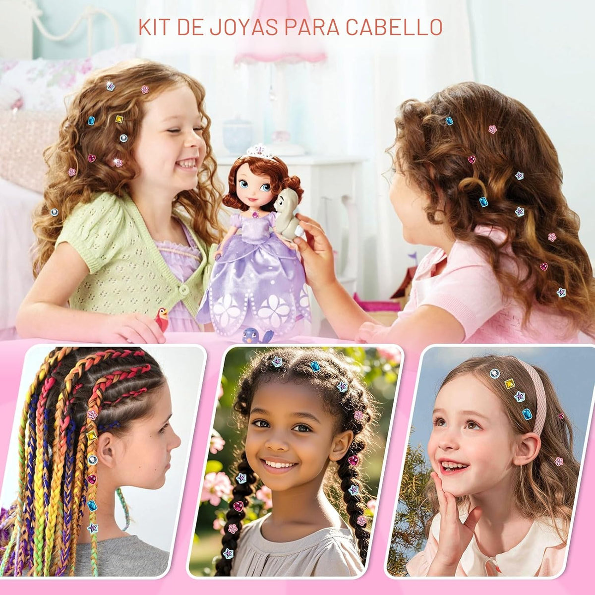 kidzkube Kit de sellos de gemas para el cabello, joyas brillantes p...