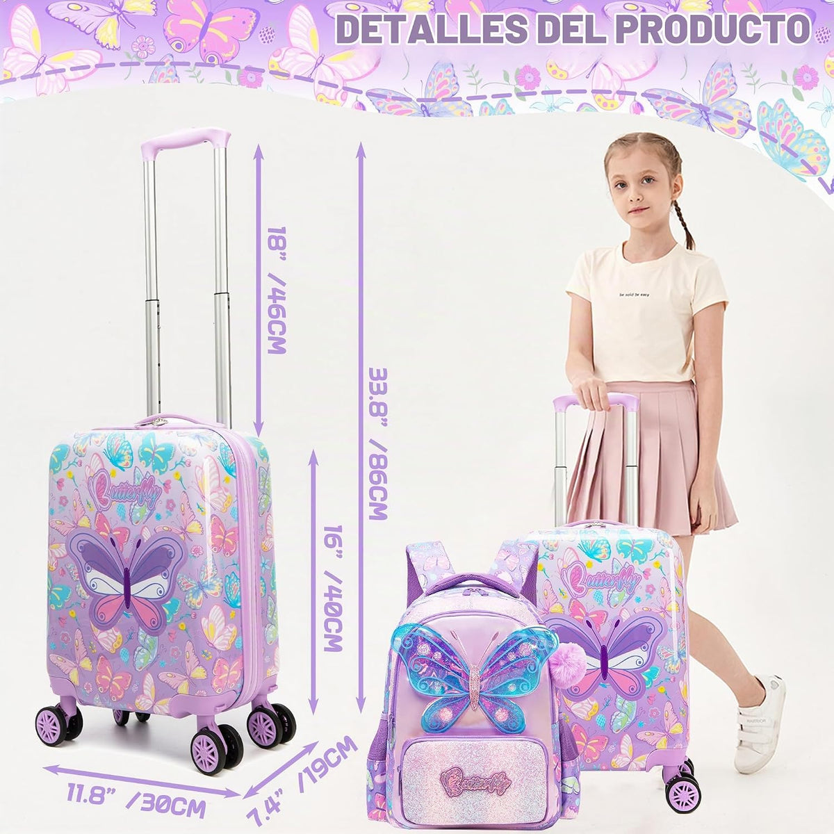 Inprof Juego de maletas para niños, 5 piezas, equipaje rígido de 16...