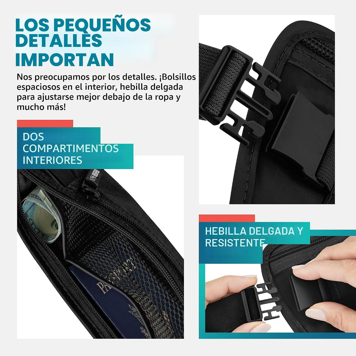 Conjunto de cinturón de viaje para el dinero, RFID, bloqueo de las...
