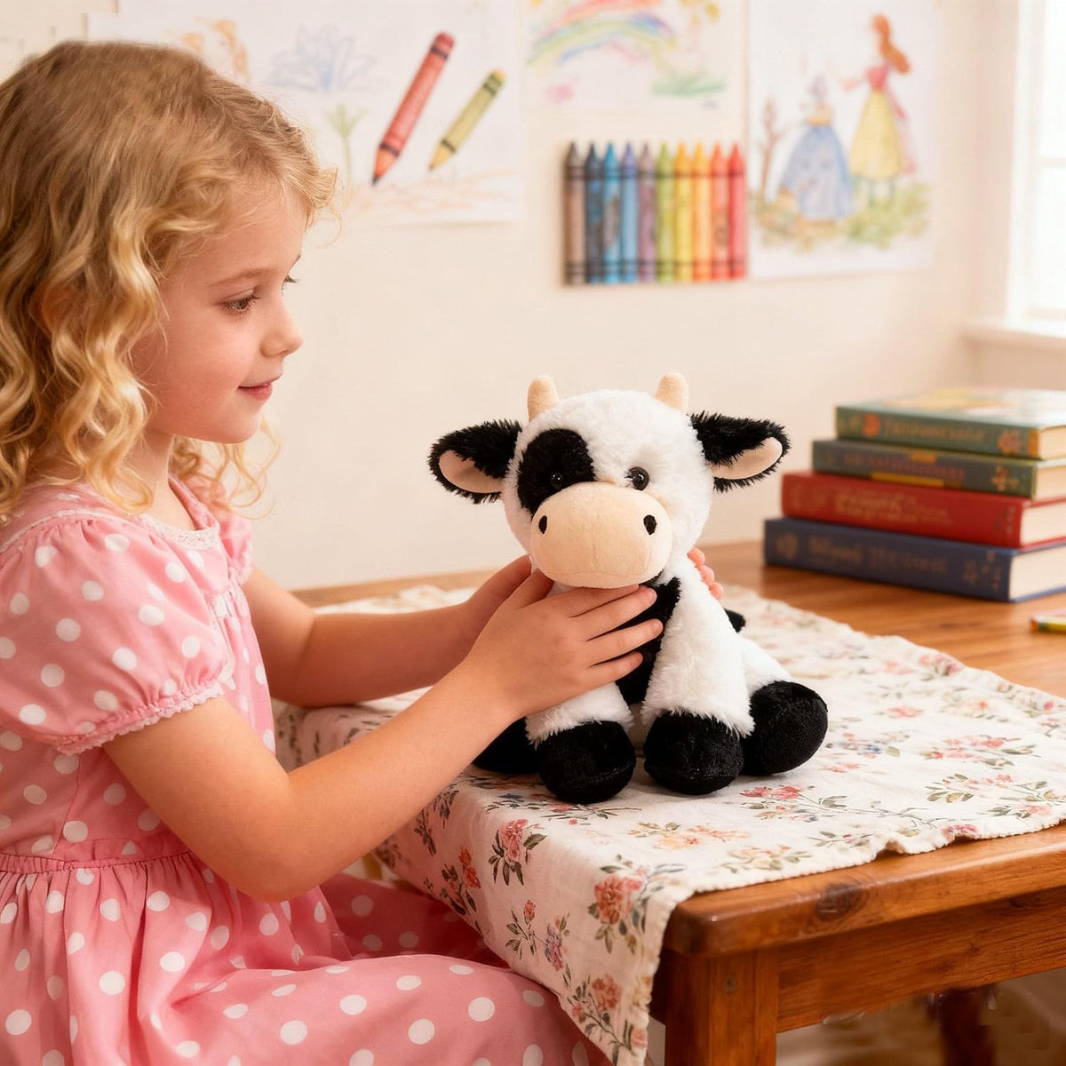 YUKOUQIAN Juguete de peluche de vaca de 8 pulgadas para niñas y niñ...