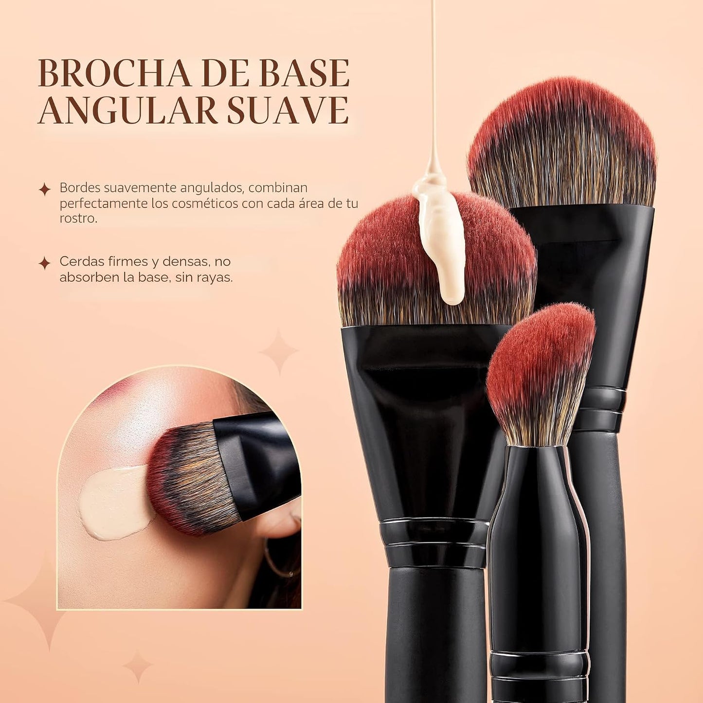 Jessup Juego de brochas de maquillaje de alta calidad, base de polv...