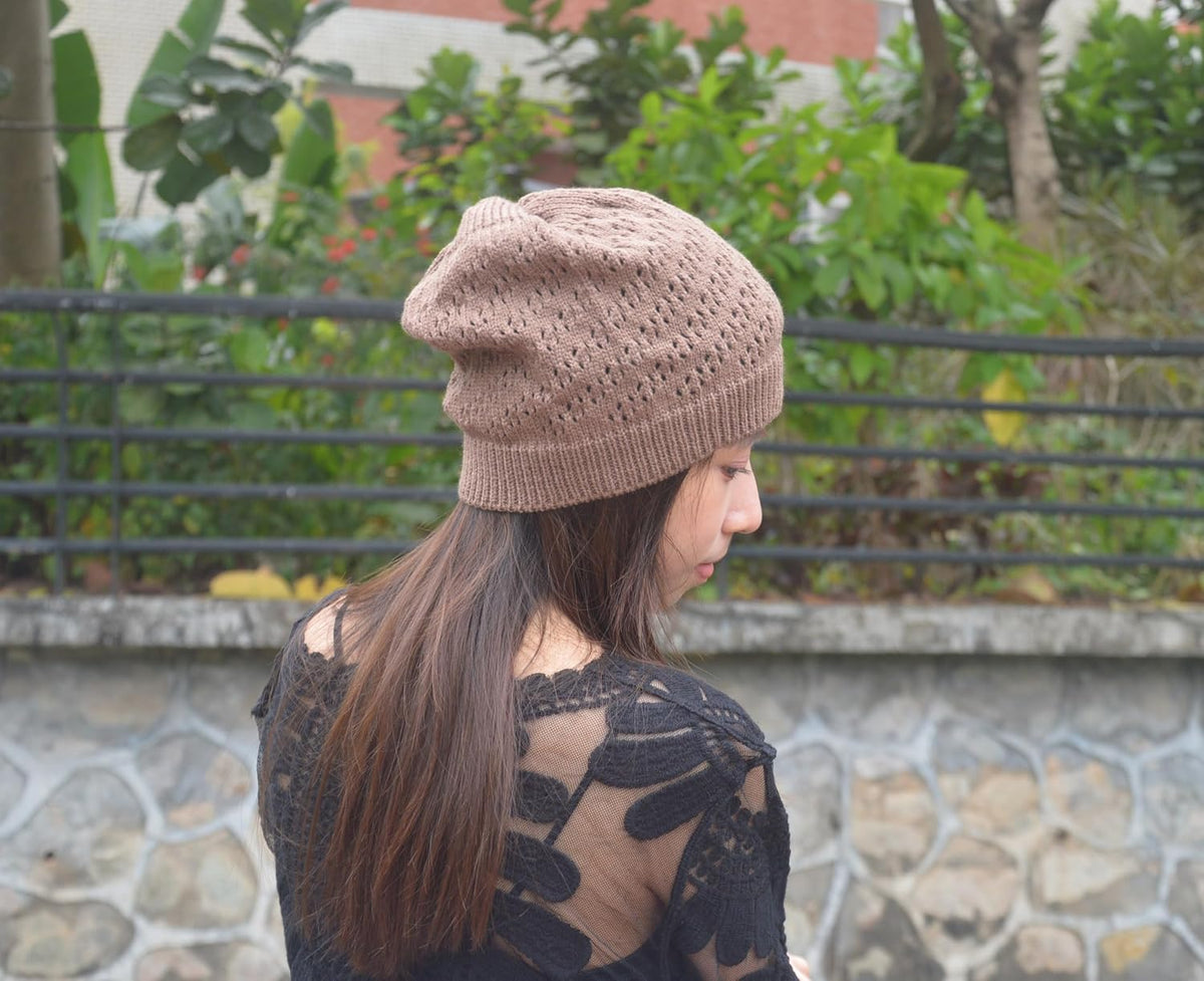 Gorro de Ganchillo Fino para Mujeres Verano Invierno Otoño Malla Ho...