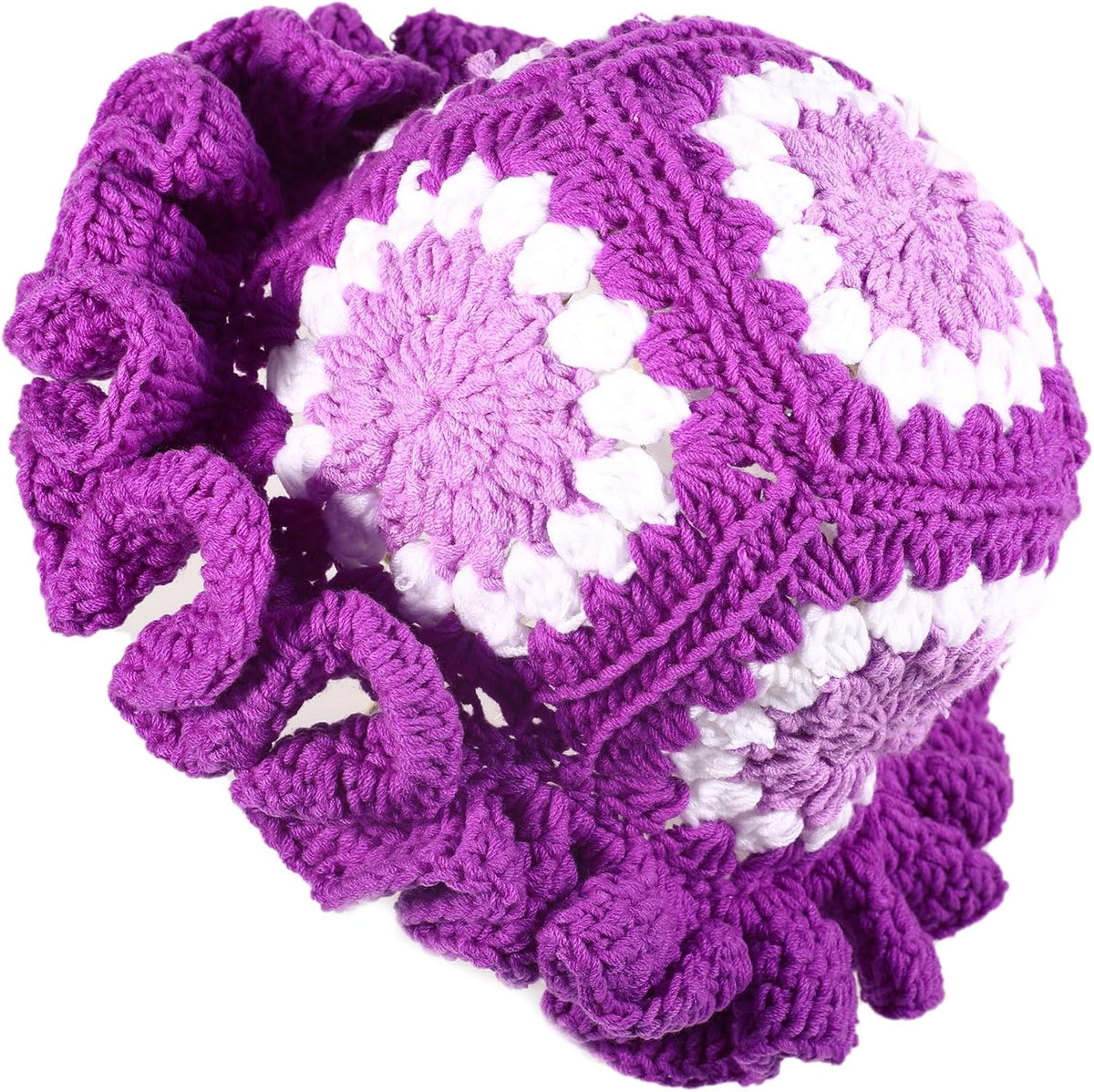 Ahouws Sombrero de pescador de ganchillo para mujer, diseño de flor...