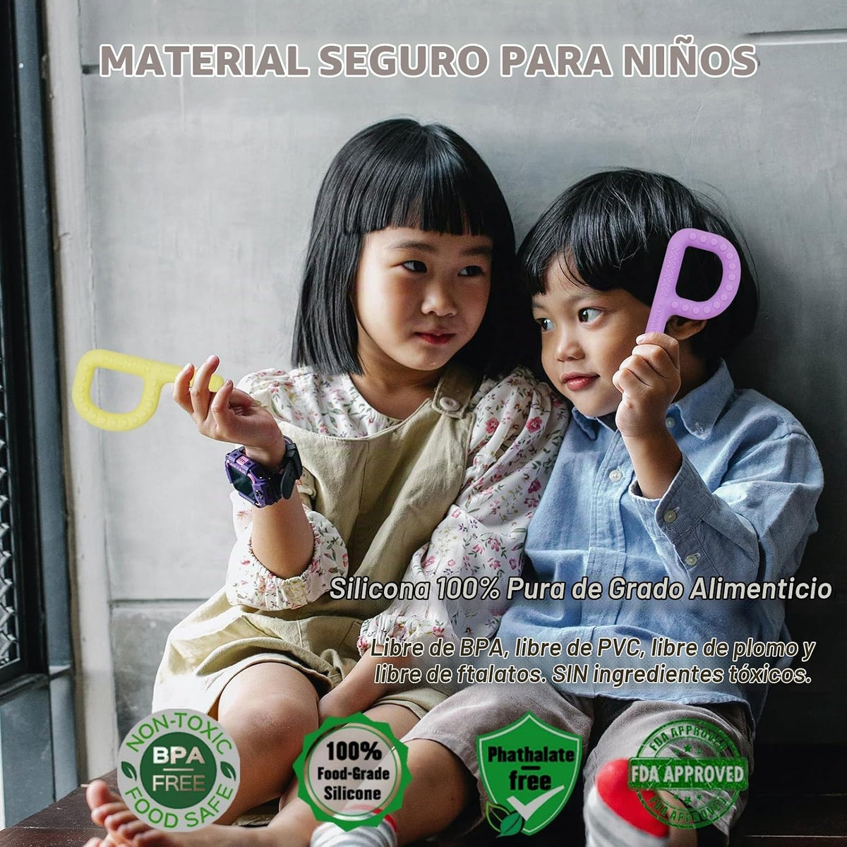 Palitos de dentición para bebés, juguetes masticables de silicona p...