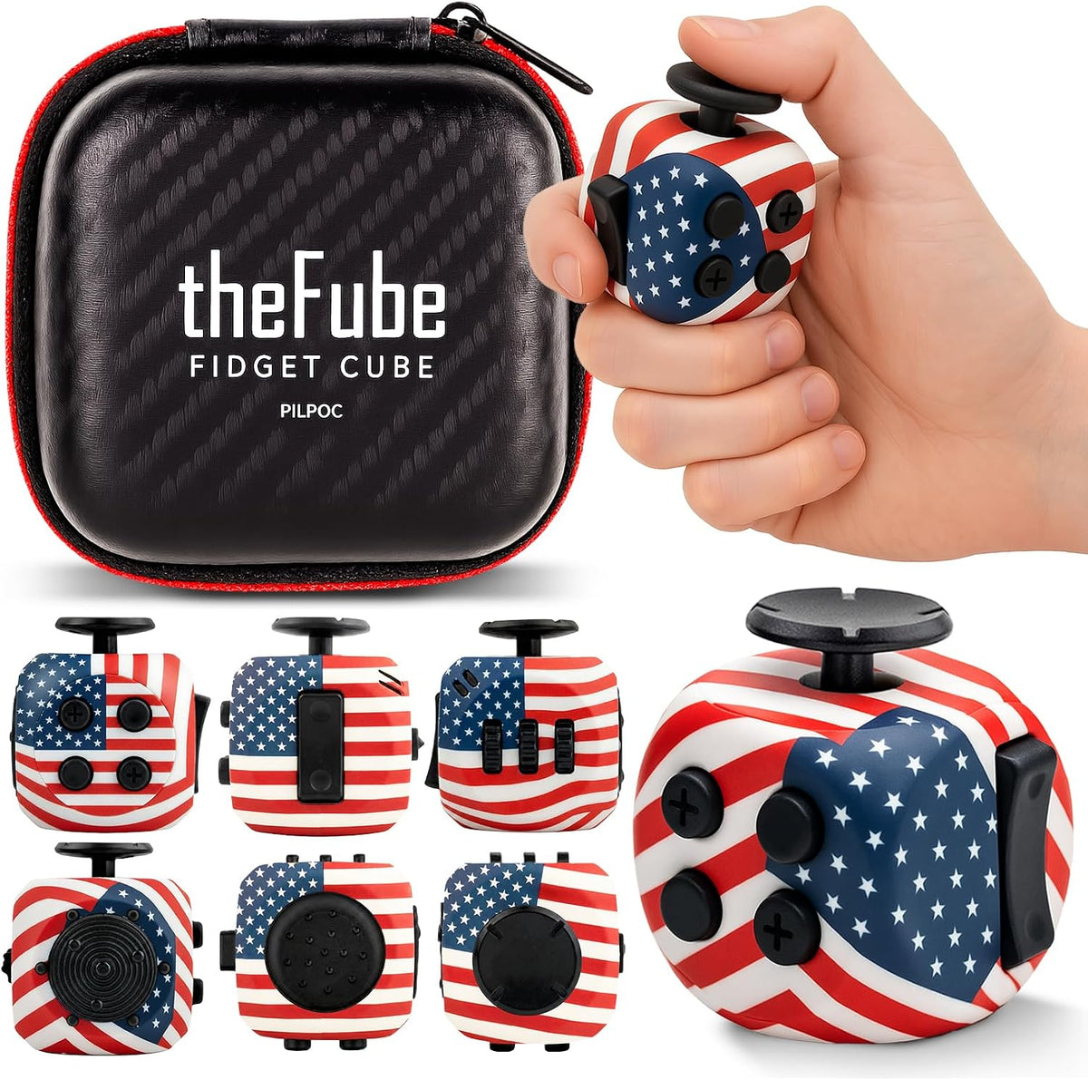 PILPOC theFube Fidget Cube, Cubo de alivio del estrés de 6 lados in...