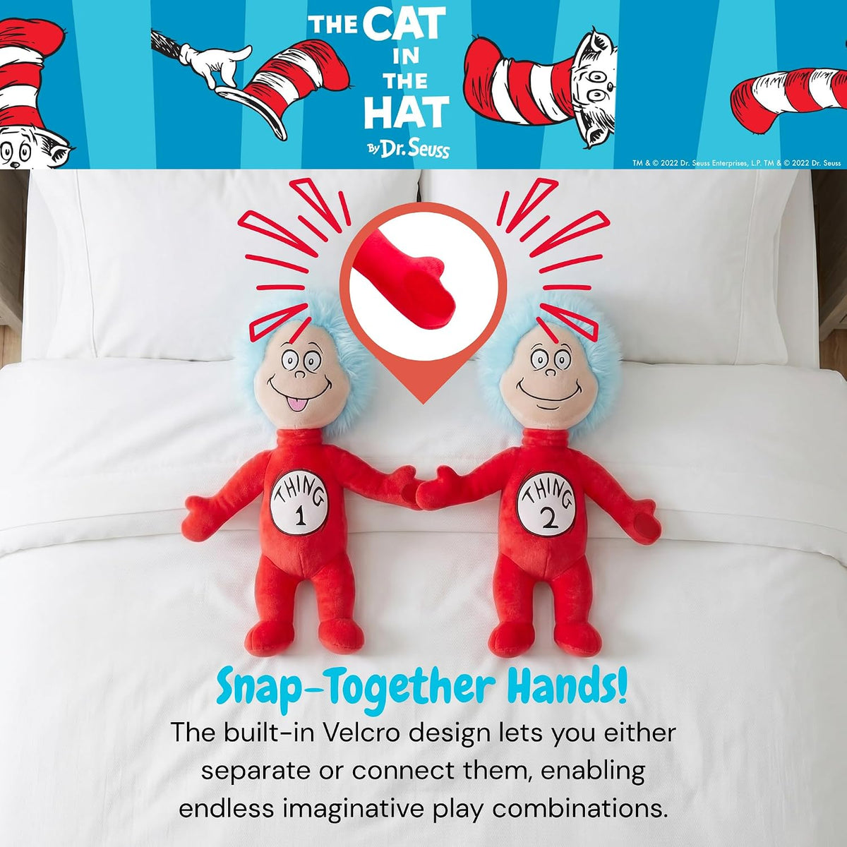 Dr. Seuss Cat in The Hat Thing 1 and Thing 2 Cuddle Pillow Buddy, p...