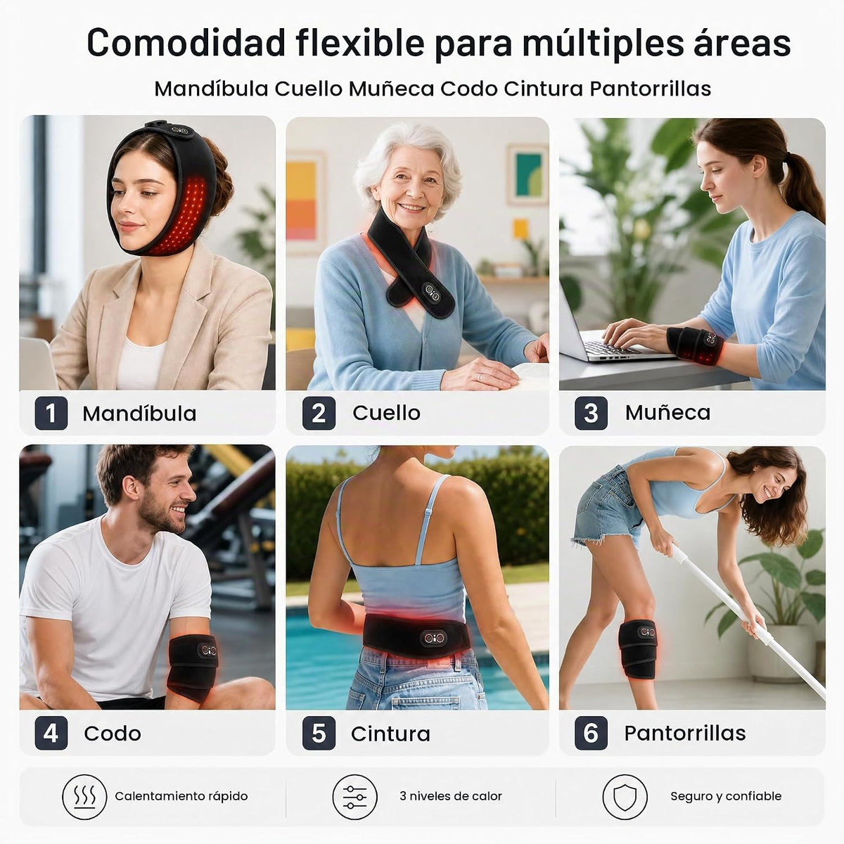 Nutvrliy Almohadilla térmica inalámbrica TMJ para mandíbula con vib...