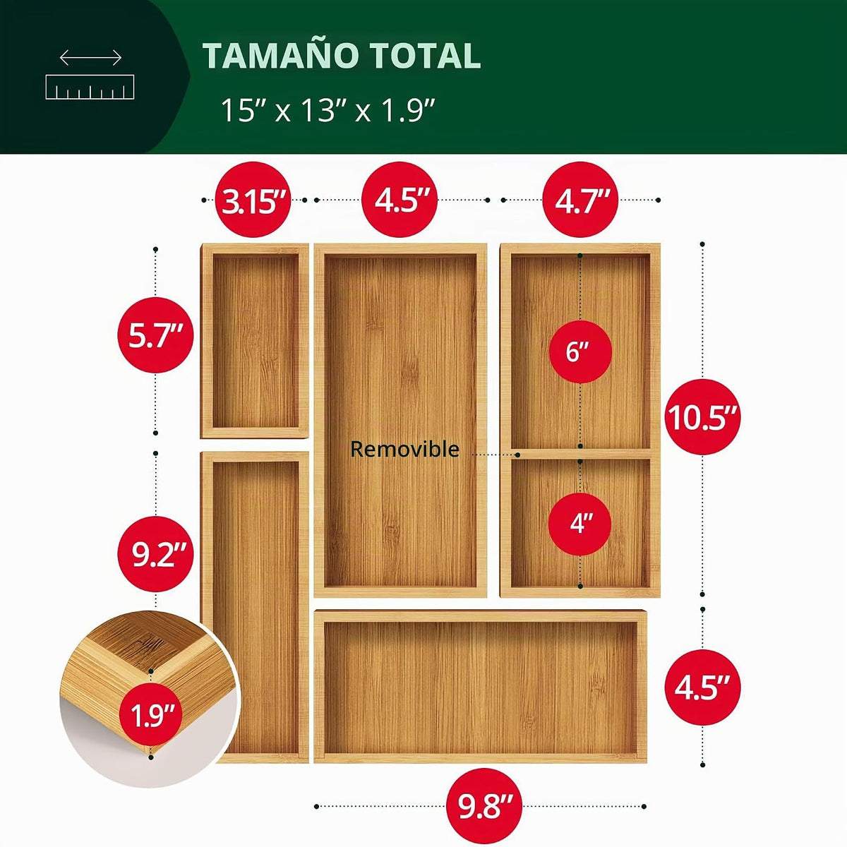 ROYAL CRAFT WOOD Soporte Premium de Notas Adhesivas de Bambú Carbon...